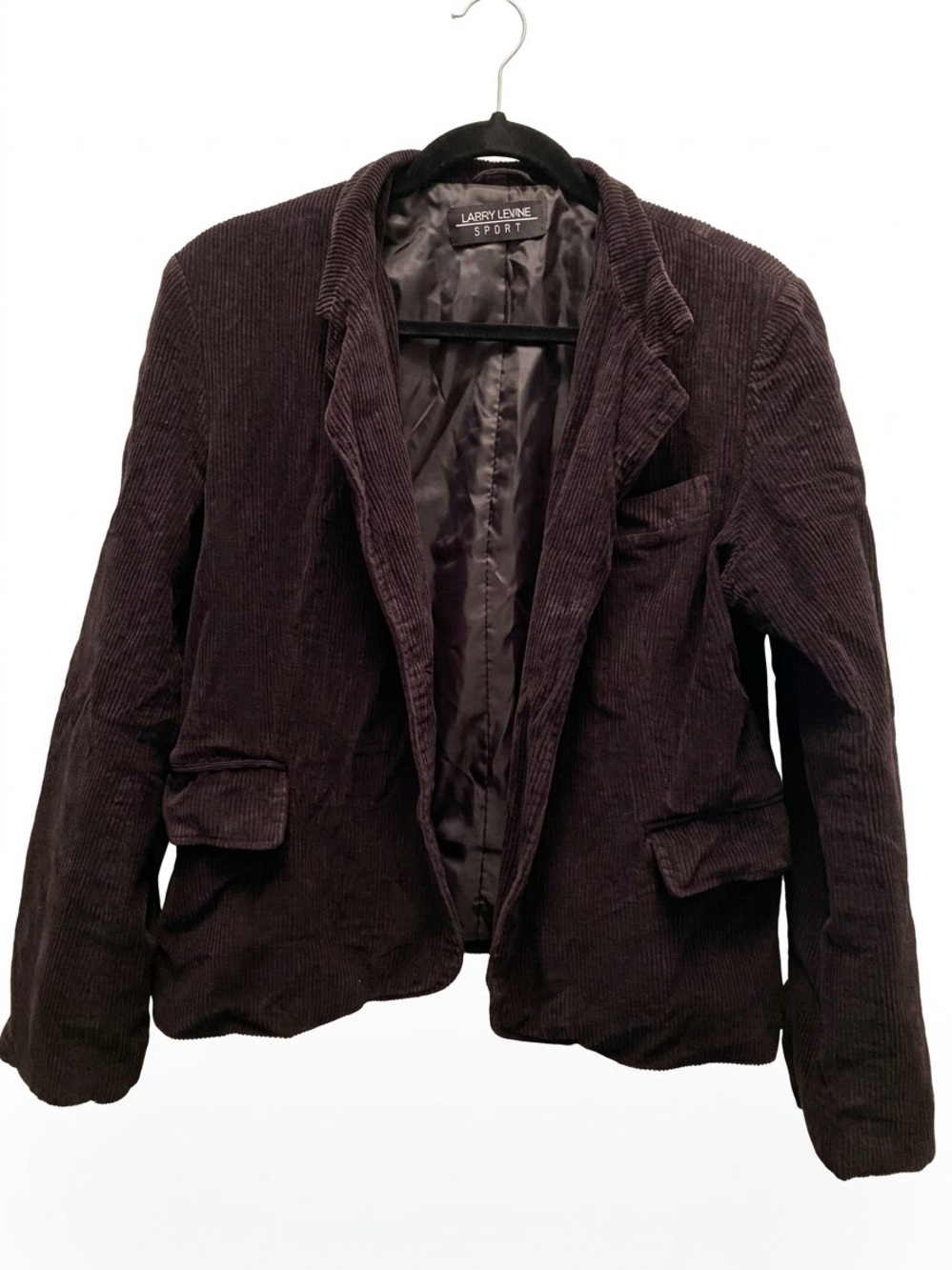 Larry Levine Rich Black Corduroy Blazer Jacket